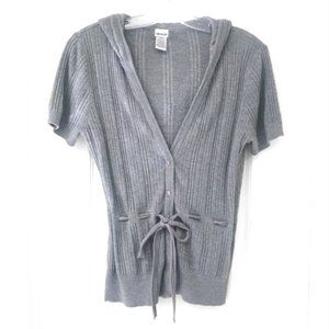 🛍 2 for $25! 🛍Nevada - Grey Knit Short Sleeve Hoodie with Button Front